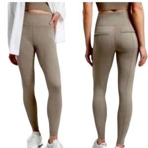 Athleta Delancey Herringbone Tight Gray Leggings Back Pockets Size XS